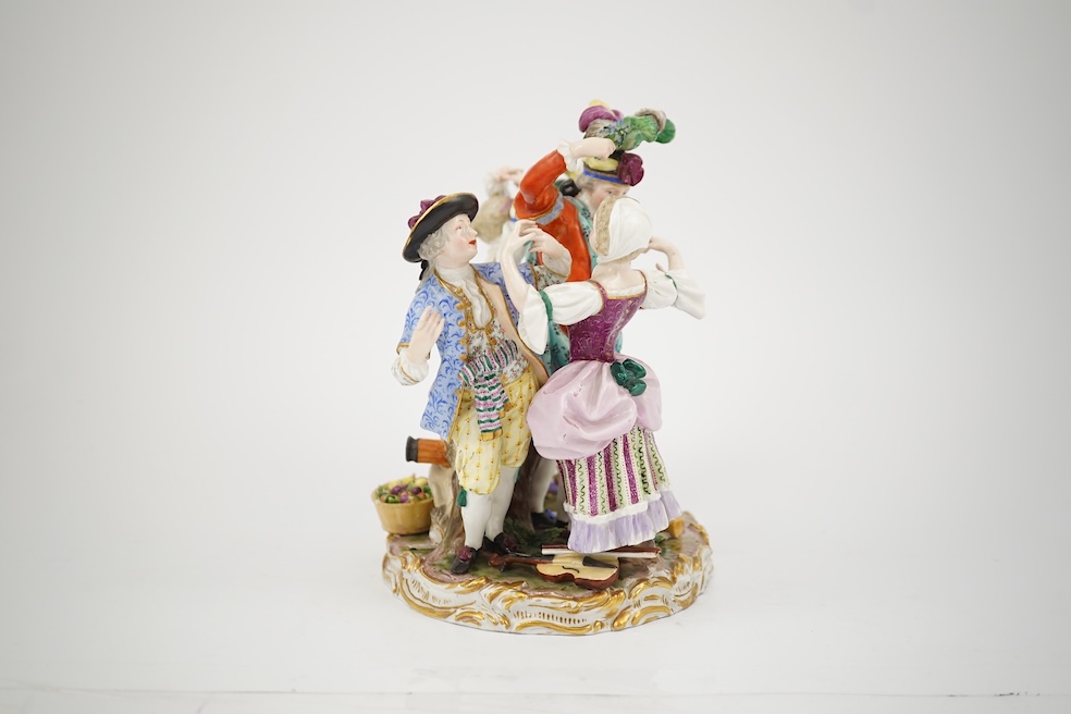A Meissen porcelain group of the Dance Master and Dancers, late 19th century